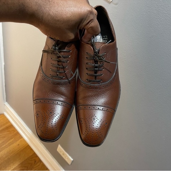 Salvatore Ferragamo Brown Pebble Leather Oxfords Sz 8 - Picture 4 of 12